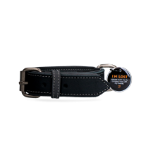 Lederhalsband Schwarz mit Spotted! Pro Tag 45 x 2,5 cm