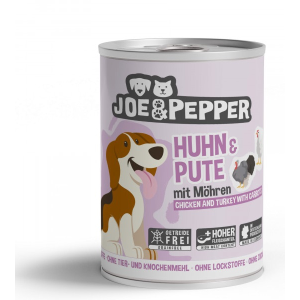 Joe & Pepper Dog Huhn & Pute mit Möhren 1 x 400g