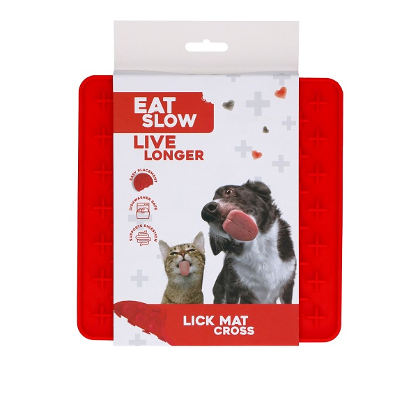 Leckmatte - Eat Slow Live Longer Lick Mat Kreuze Rot