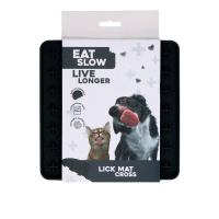 Leckmatte - Eat Slow Live Longer Lick Mat Kreuze Grau