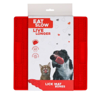 Leckmatte - Eat Slow Live Longer Lick Mat Knochen Rot